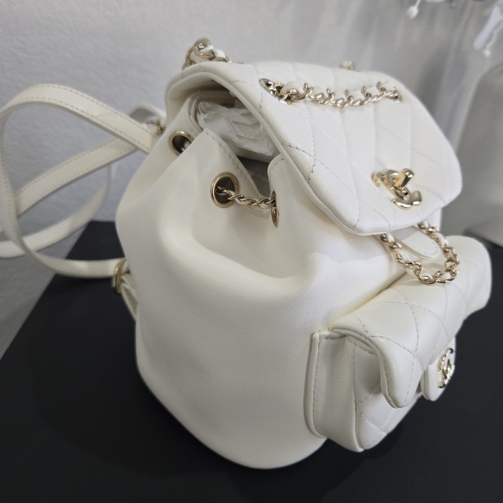 Chanel 22A Duma Backpack White With Gold Hardware - Picture 2 of 11
